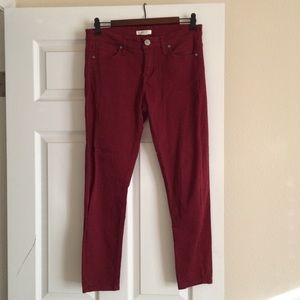 Red crop skinny jean